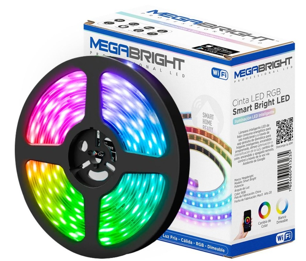 Cinta led RGB 5 metros con conector (Smart WIFI) mega