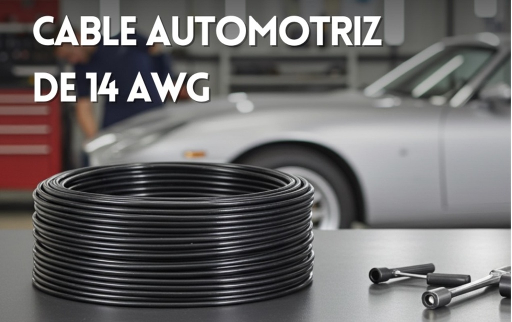 Rollo cable automotriz 14 AWG negro (100 metros)