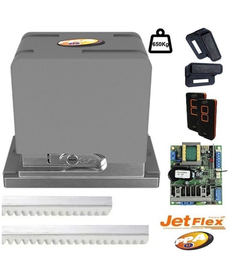 [130013-1] Kit Motor portón DZ cube 650 Jet Flex antiportonazo PPA (3 cremalleras Gold 1mt + 2 controles)